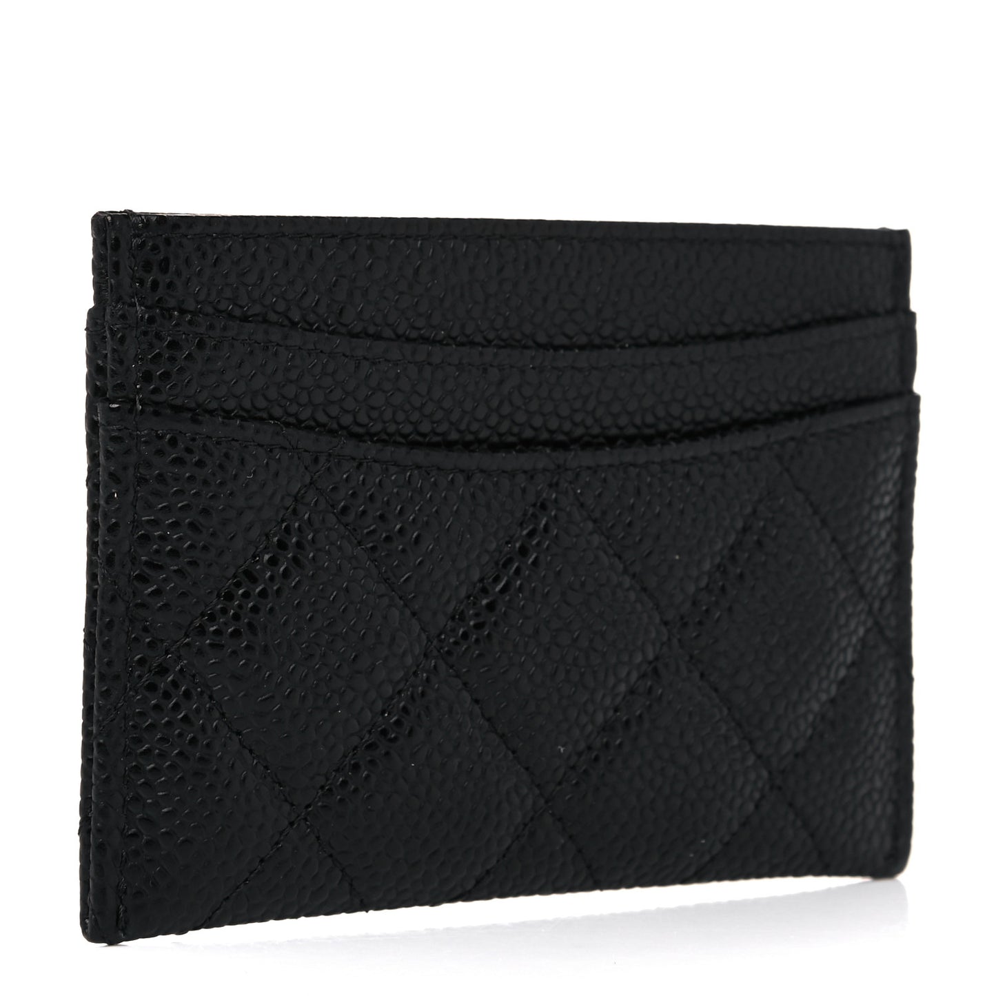 Caviar Quilted Card Holder Black
