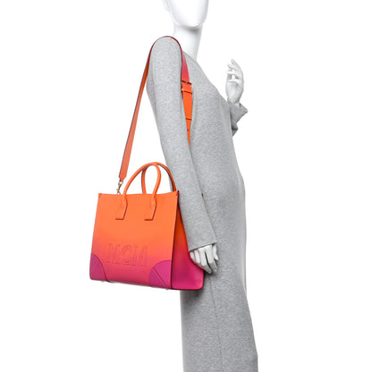 MCM Calfskin Gradation Large Munchen Tote Orange 3 of 19
