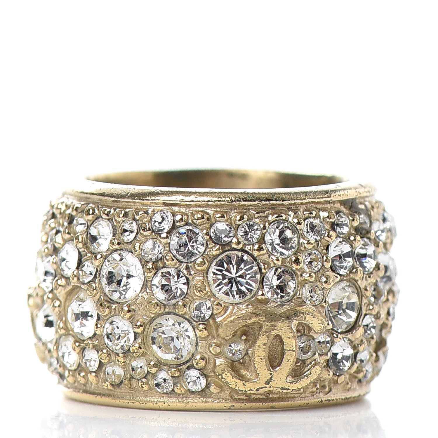 Chanel Crystal CC Ring 6.5 Gold 3 of 5