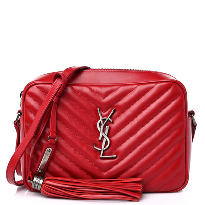 Saint Laurent Calfskin Matelasse Monogram Lou Camera Bag Red 1 of 13