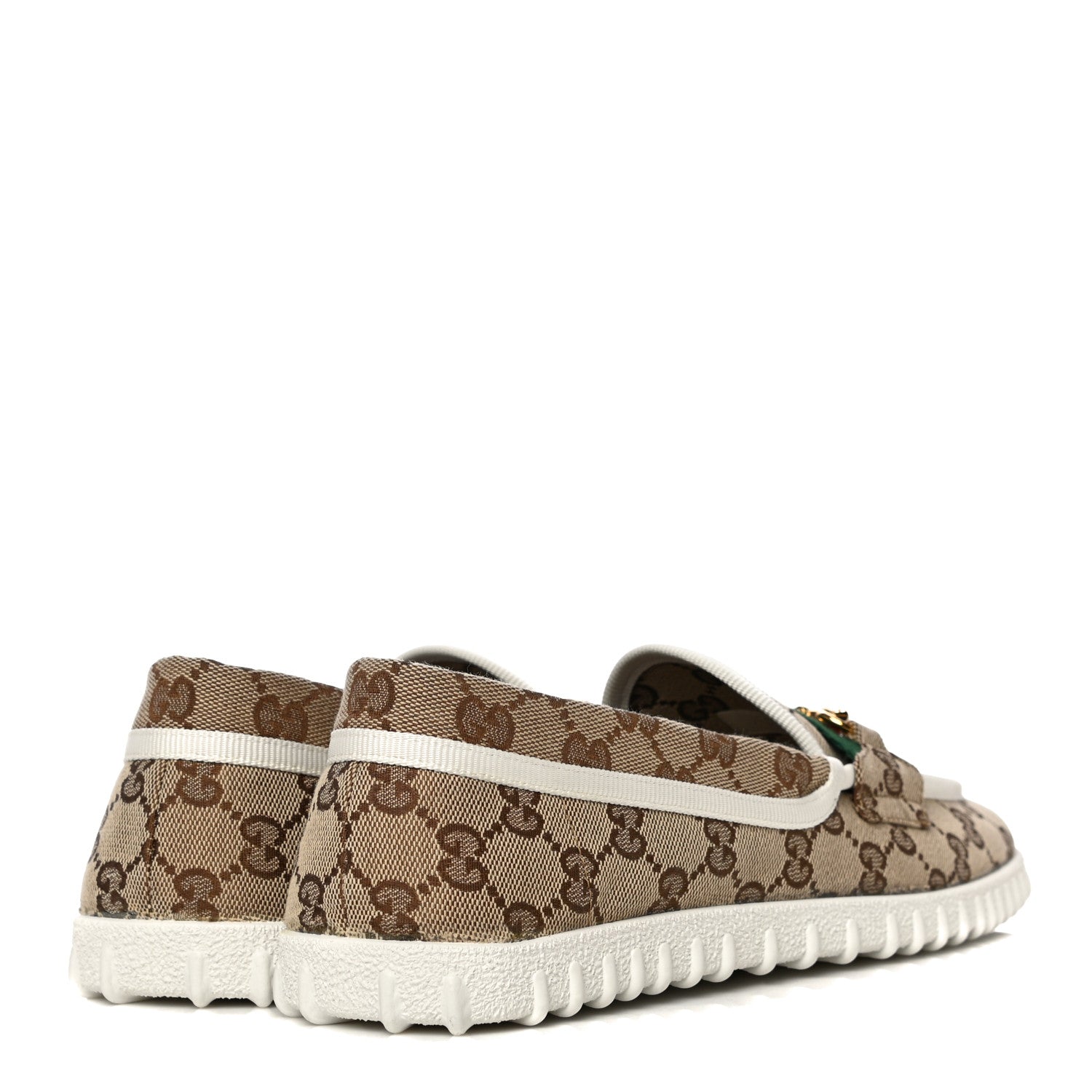 Gucci GG Monogram Horsebit Web Womens Driver Loafers 41 Beige Ebony White 4 of 12