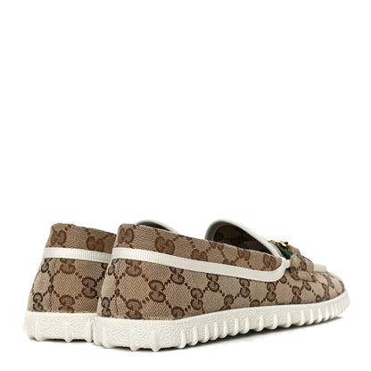 Gucci GG Monogram Horsebit Web Womens Driver Loafers 41 Beige Ebony White 4 of 12