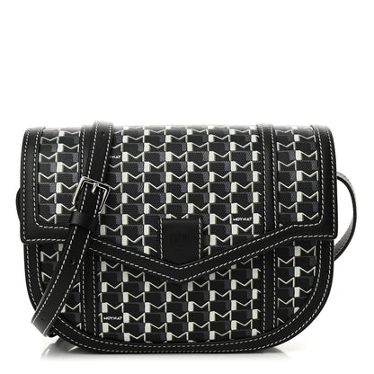 Moynat Grained Calfskin Canvas M Besace Bag Black White 1 of 11