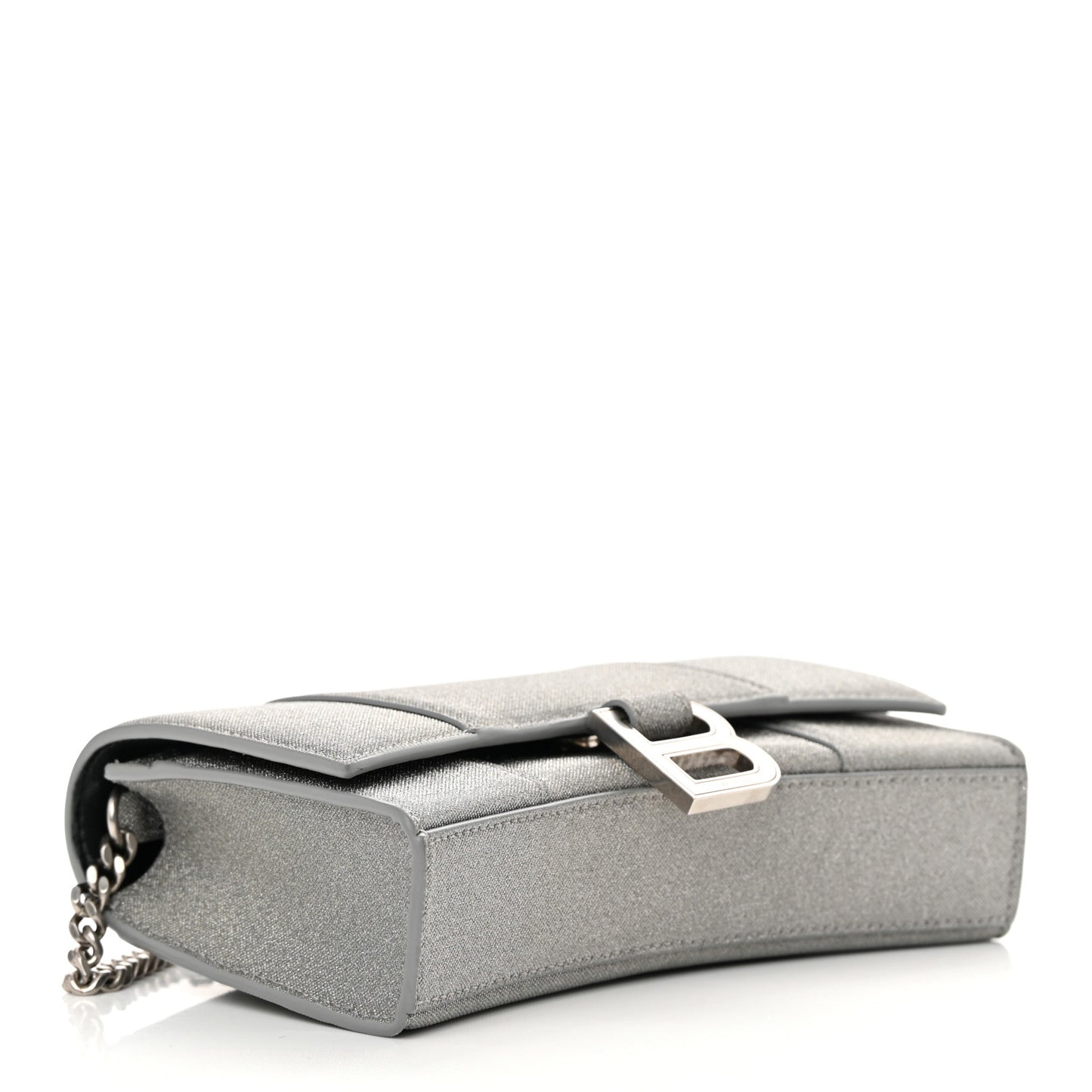 Glitter Fabric Hourglass Chain Bag Grey