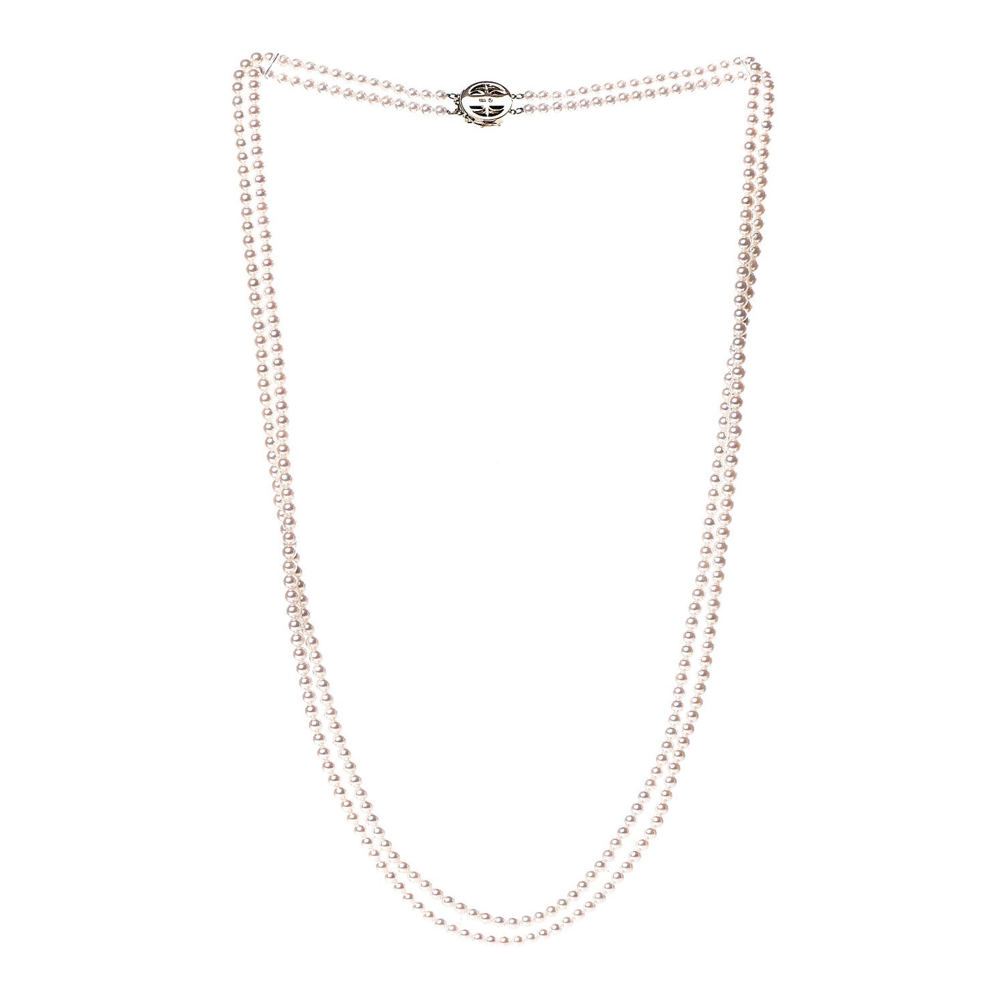 14K Yellow Gold Akoya Pearl 4-4.5mm Double Strand Necklace 28"