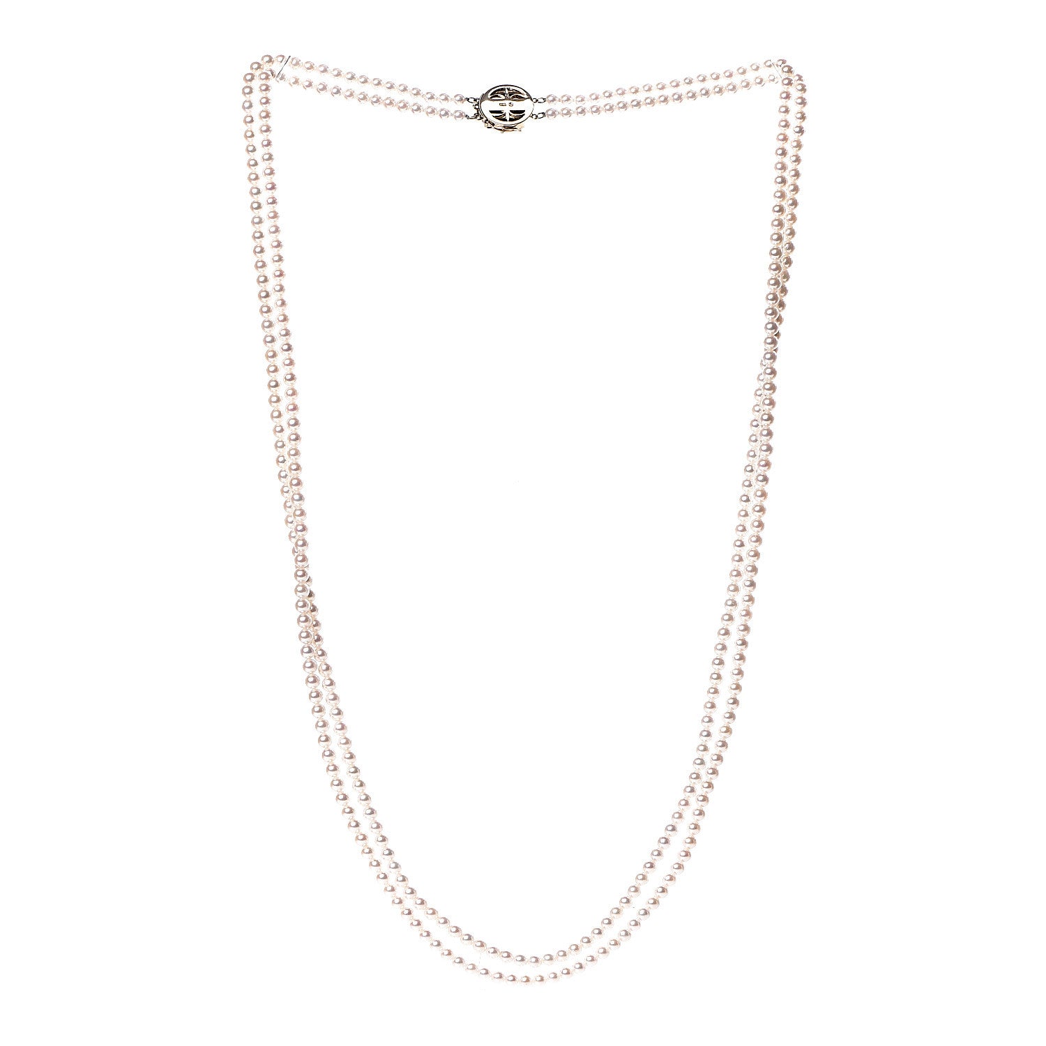 Mikimoto 14K Yellow Gold Akoya Pearl 4-4.5mm Double Strand Necklace 28" 3 of 6