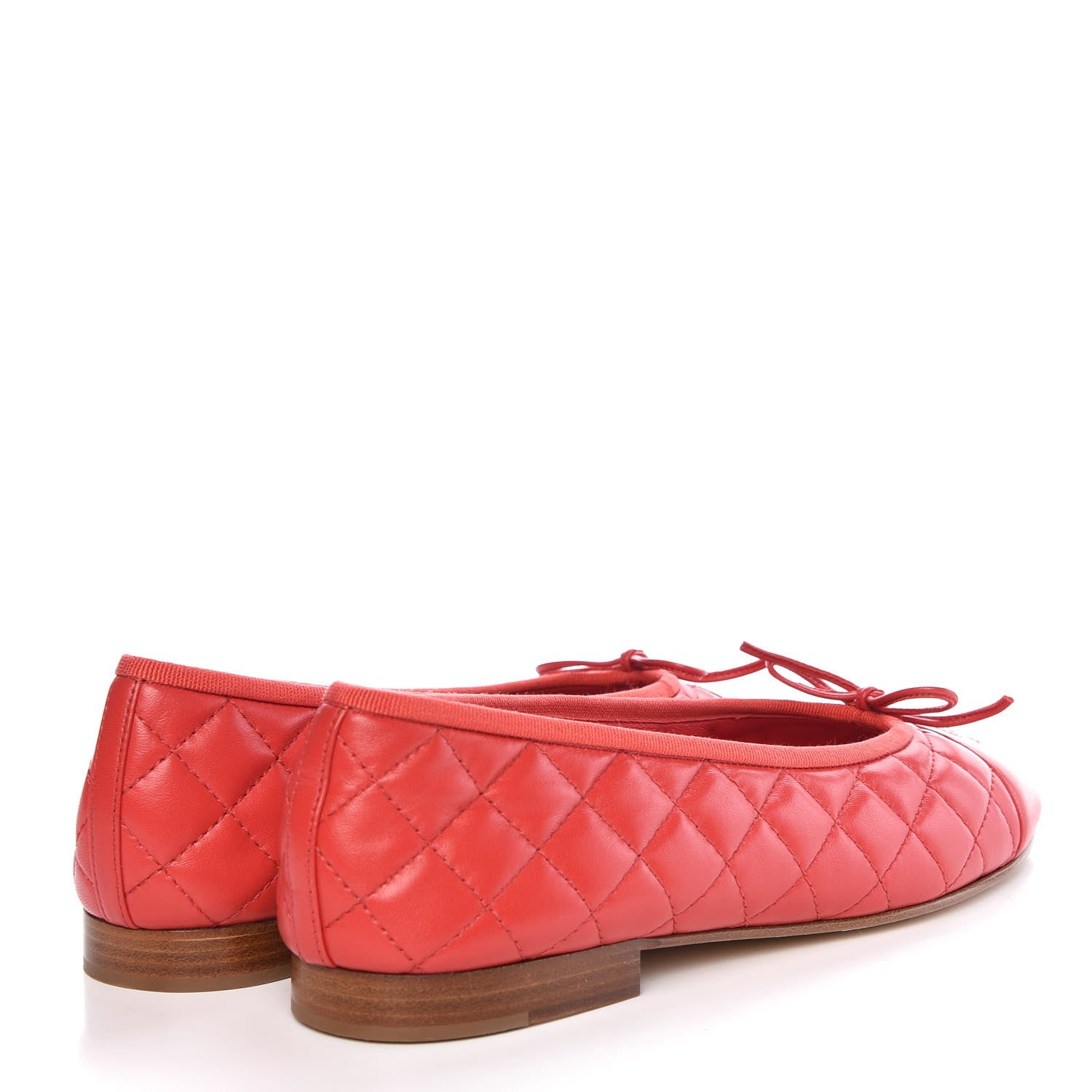 Chanel Lambskin Quilted CC Cap Toe Ballerina Flats 41 Light Red 4 of 11