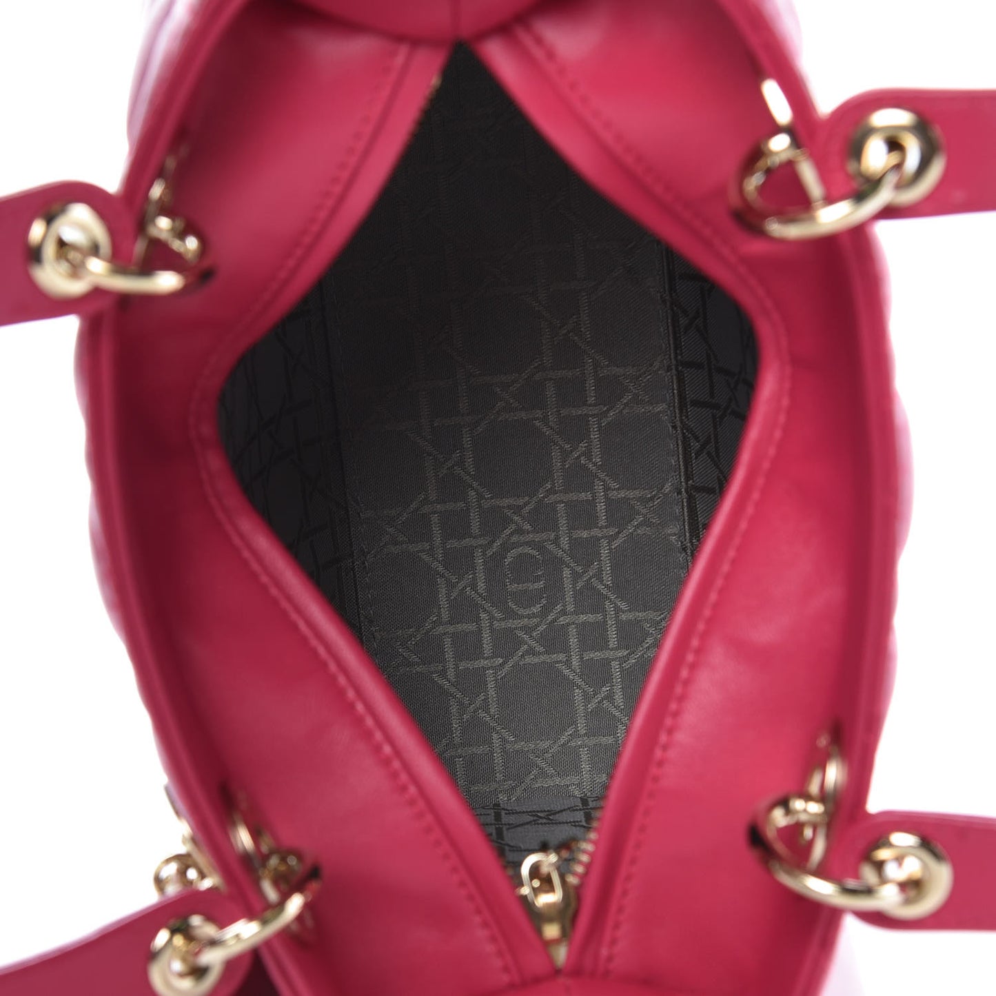 Lambskin Cannage Medium Lady Dior Fuchsia