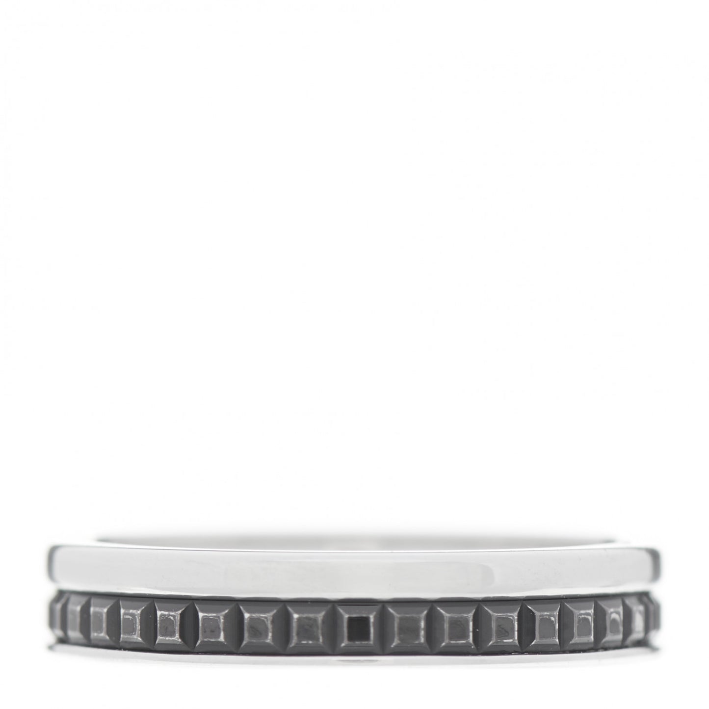 18K White Gold PVD Quatre Black Edition Wedding Band Ring 56 7.75