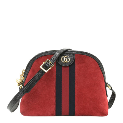 Gucci Suede Patent Web GG Small Ophidia Dome Shoulder Bag Hibiscus Red 1 of 10
