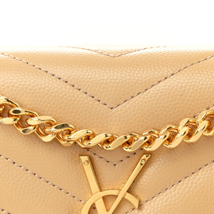 Saint Laurent Grain De Poudre Matelasse Chevron Monogram Chain Wallet Nude Powder 9 of 12