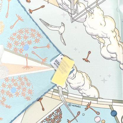 Hermes Silk Flagship Scarf 90 Bleu Ciel Vert De Gris Rose 3 of 3