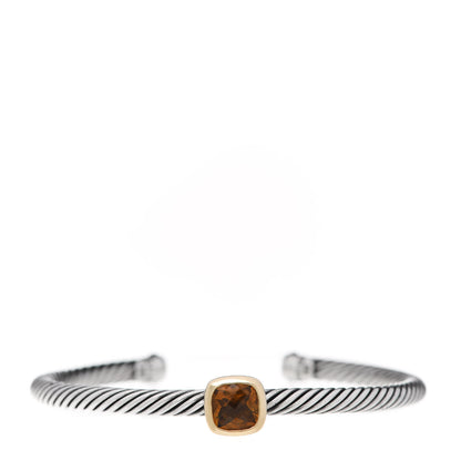 David Yurman Sterling Silver 18K Yellow Gold Citrine 4mm Noblesse Cable Bracelet 1 of 4