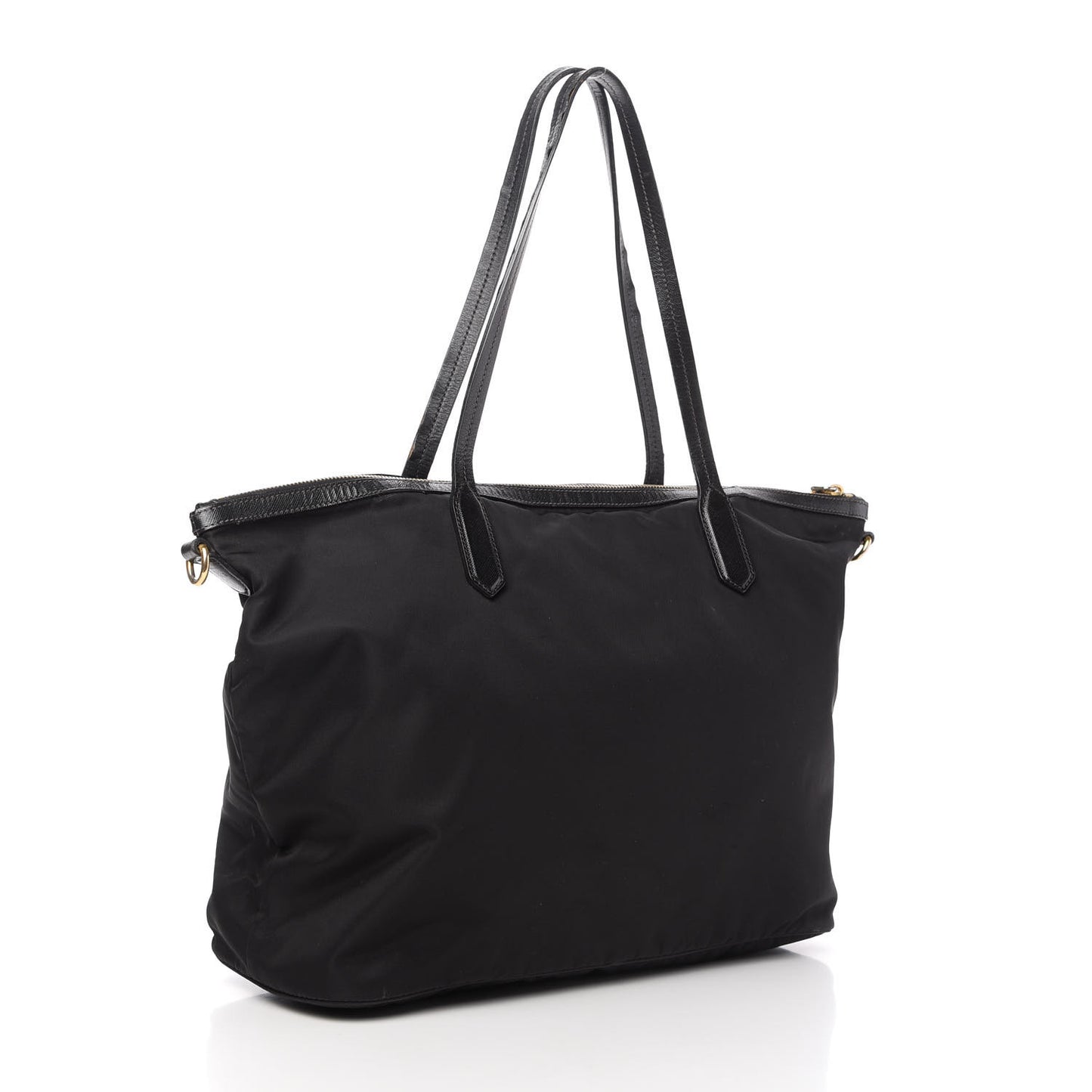 Tessuto Nylon Saffiano Shopping Tote Black