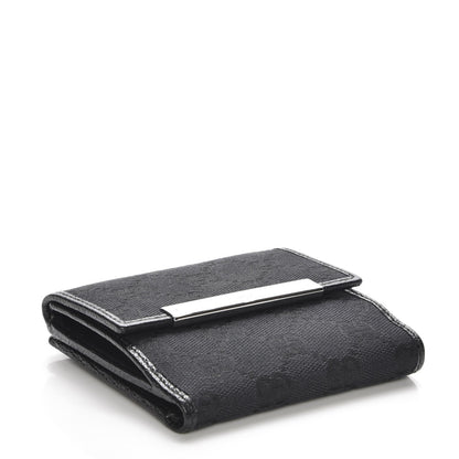 Gucci Monogram Textured Calfskin Metal Bar French Flap Wallet Black 4 of 8