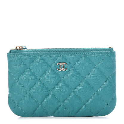 Chanel Caviar Quilted Small Cosmetic Case Turquoise 1 of 8