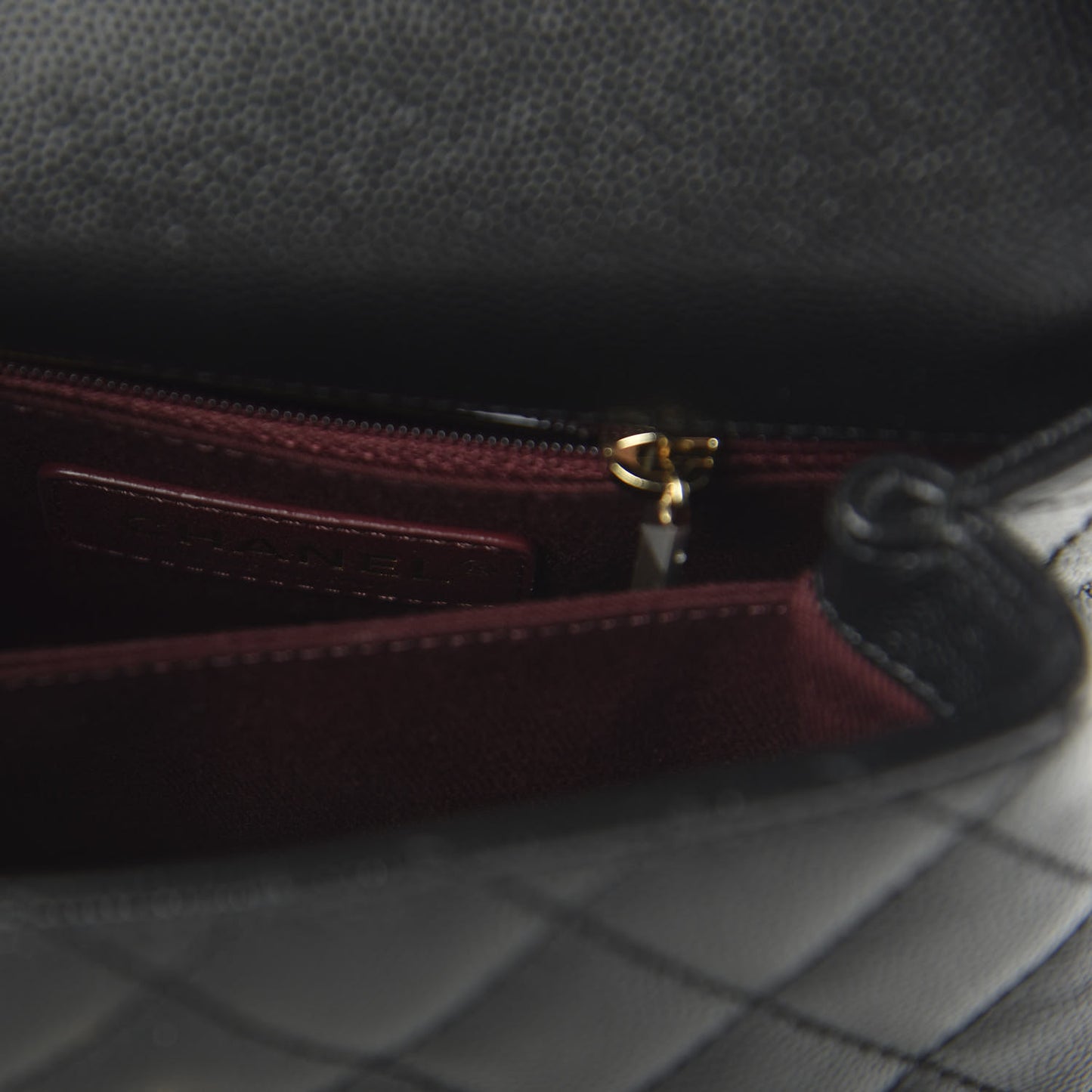 Iridescent Caviar Quilted Extra Mini Coco Handle Flap Black