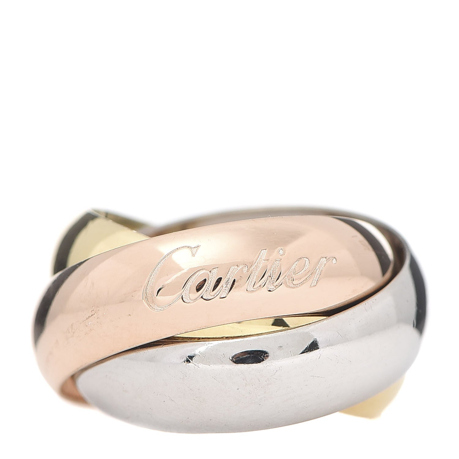 Cartier 18K Pink Yellow White Gold Large Trinity Ring 44 3 1 of 6