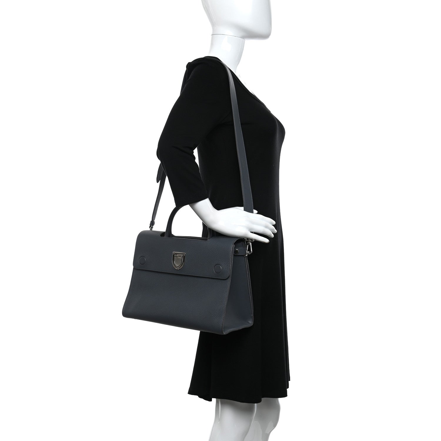 Christian Dior Grained Calfskin Diorever Flap Grey 2 of 9