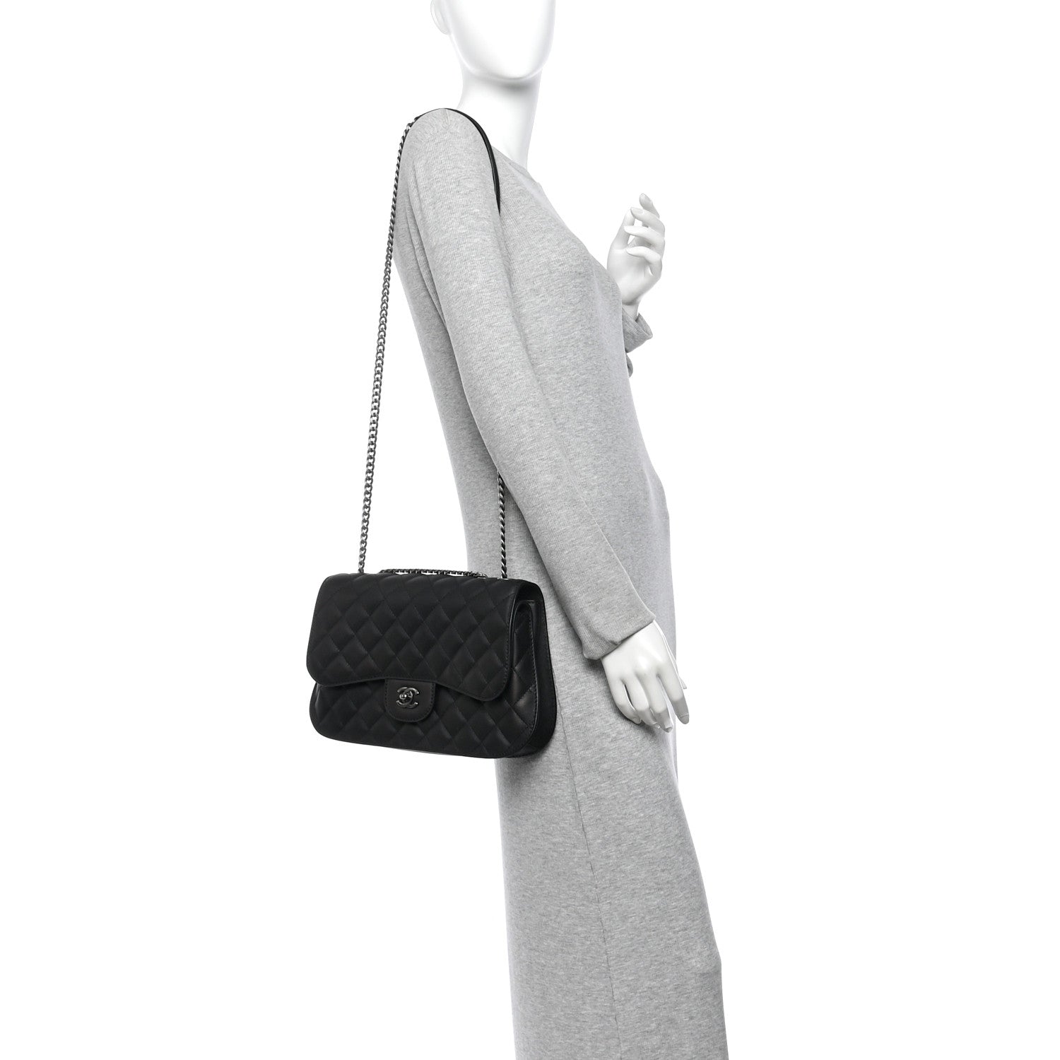 Chanel Metallic Goatskin Quilted Large Rock In Rome Flap Black 2 of 14