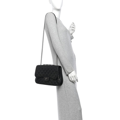 Chanel Metallic Goatskin Quilted Large Rock In Rome Flap Black 2 of 14