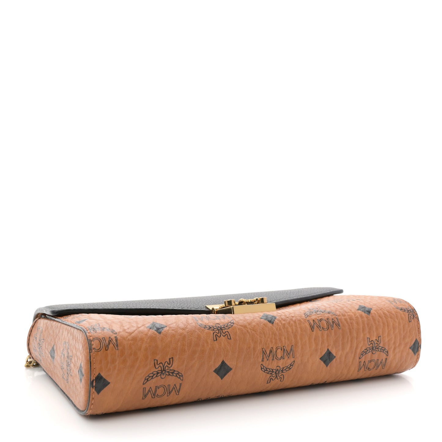 Visetos Calfskin Millie Wallet on Chain Cognac Black