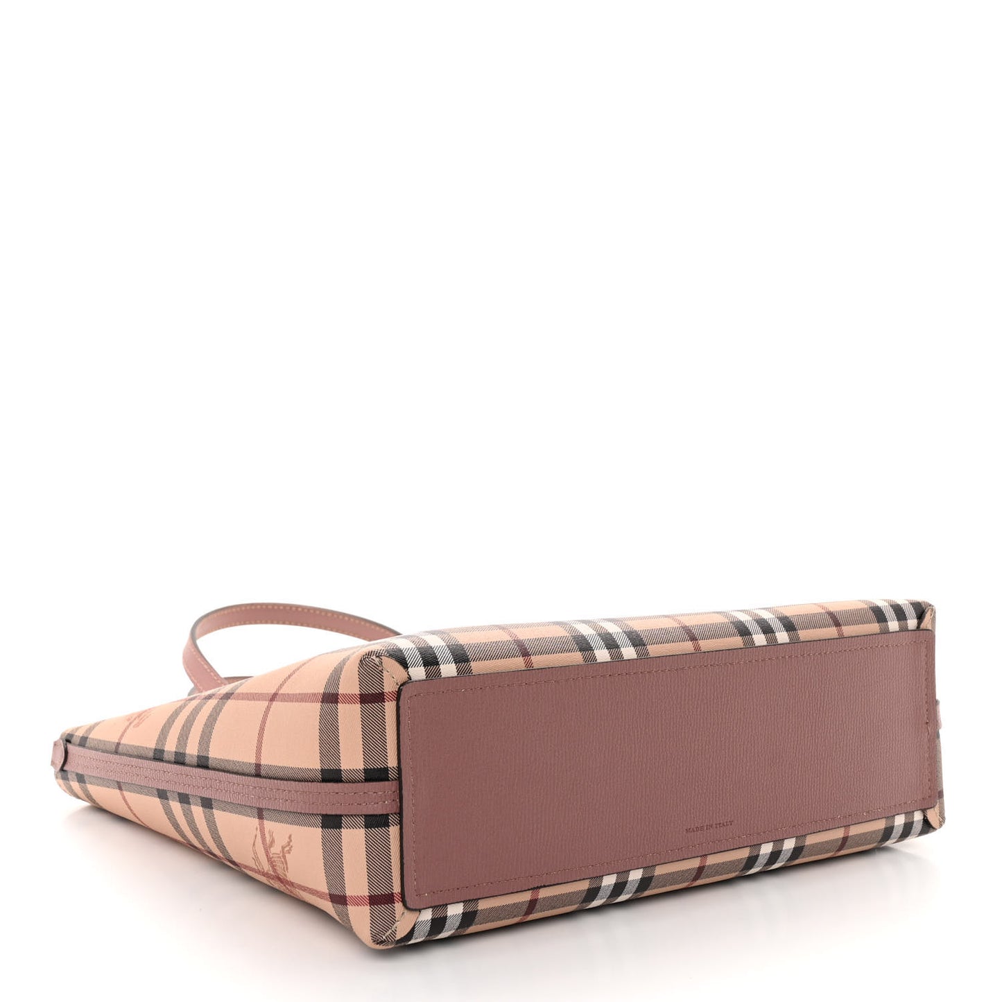 Grainy Calfskin Haymarket Check Medium Reversible Tote Dusty Pink