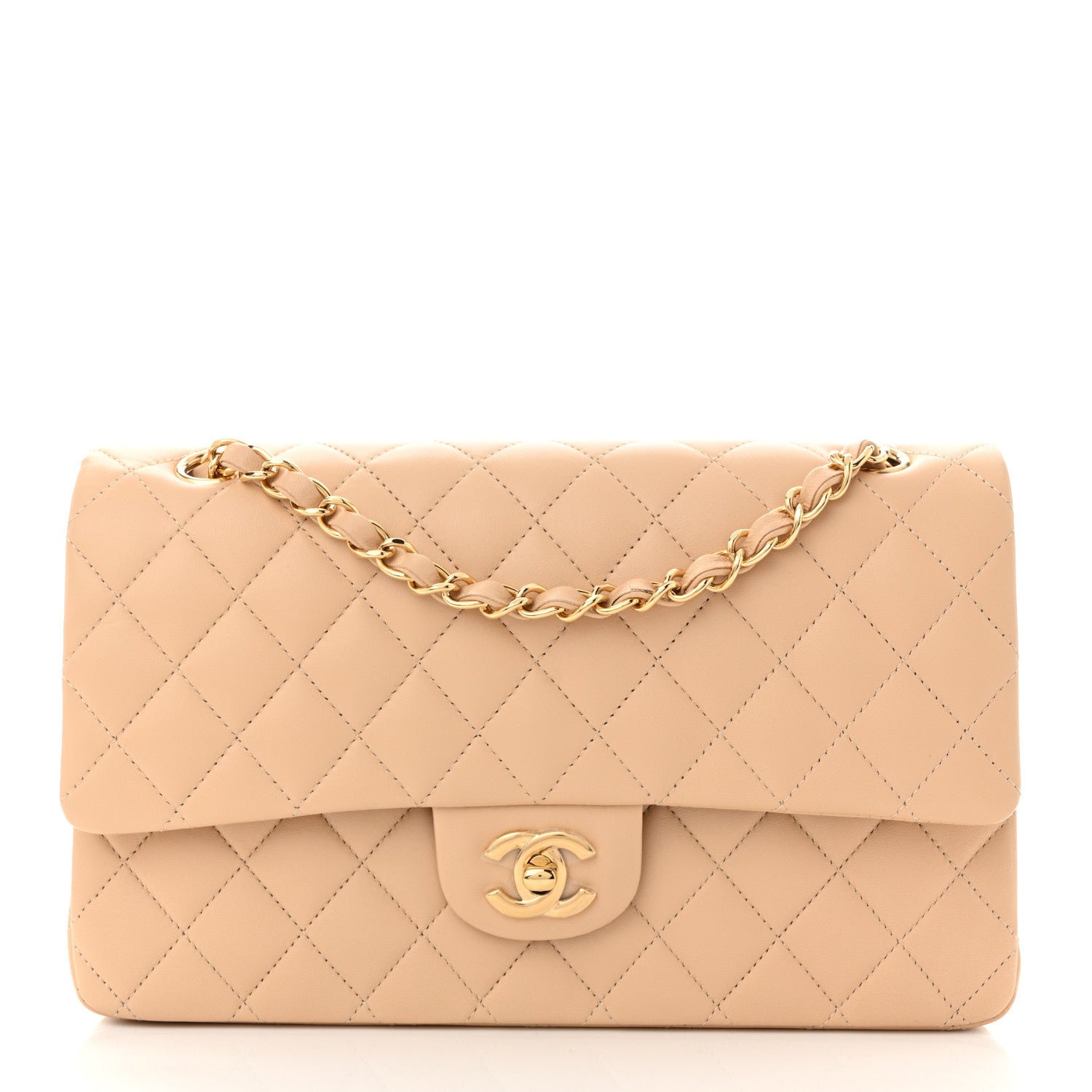 Chanel Lambskin Quilted Medium Double Flap Beige 1 of 12