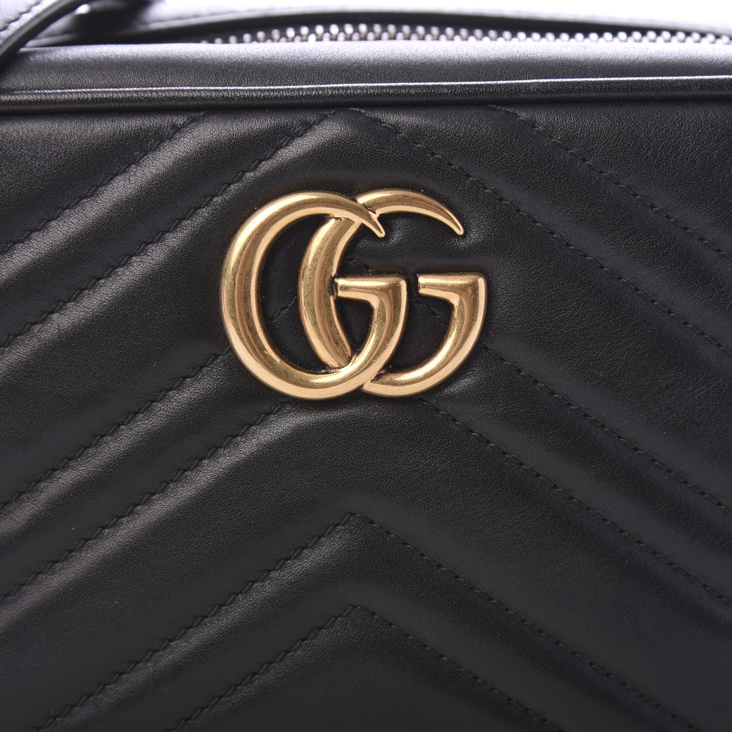 Gucci Calfskin Matelasse Mini GG Marmont Chain Shoulder Bag Black 10 of 10
