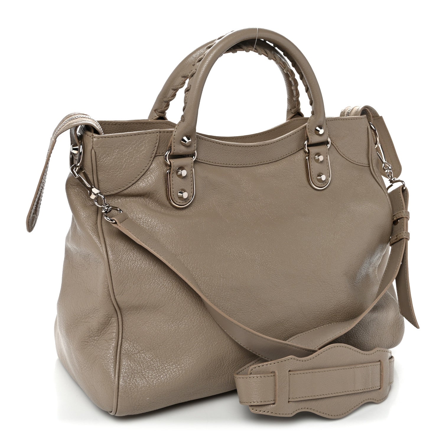 Balenciaga Chevre Silver Metallic Edge Hardware Velo Beige Dune Argille 4 of 11