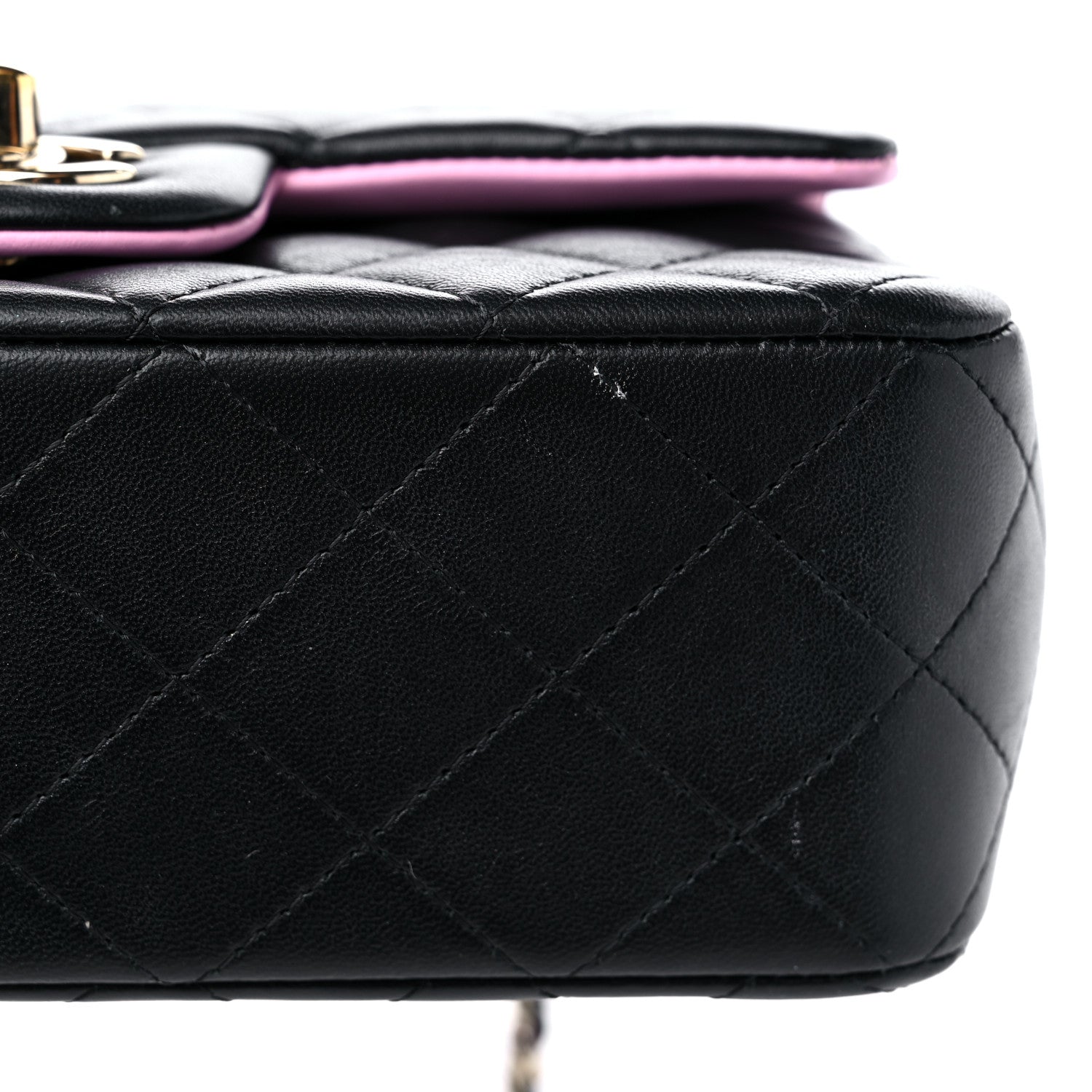 Chanel Lambskin Quilted Bi-Color Mini Top Handle Rectangular Flap Black Lilac 11 of 11