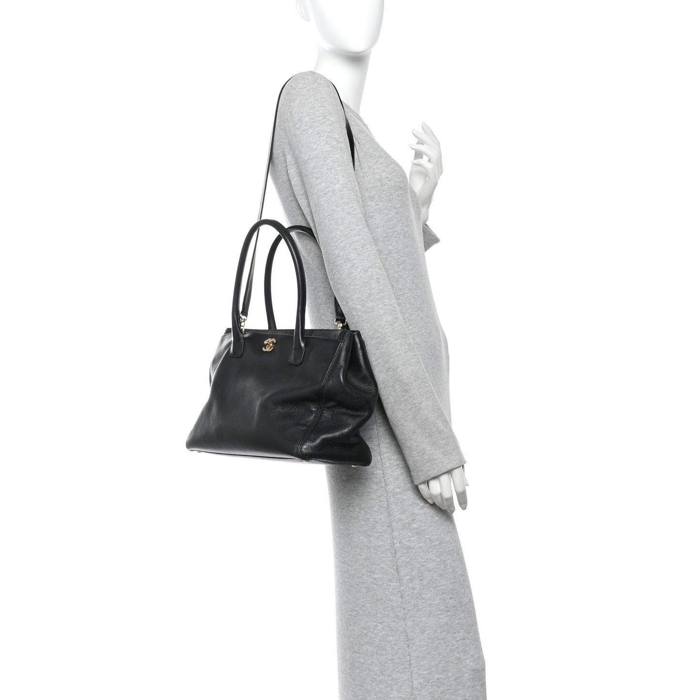Calfskin Cerf Executive Shopper Tote Black