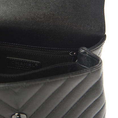Chanel Caviar Chevron Quilted Mini Coco Handle Flap So Black 8 of 11