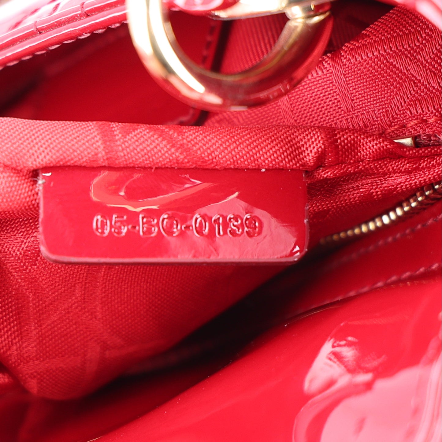 Patent Cannage Mini Lady Dior Red