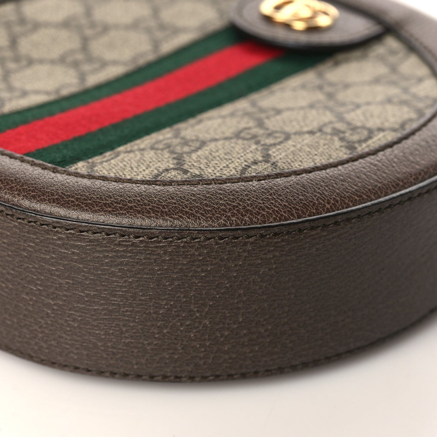 GG Supreme Monogram Web Mini Ophidia Round Shoulder Bag Brown