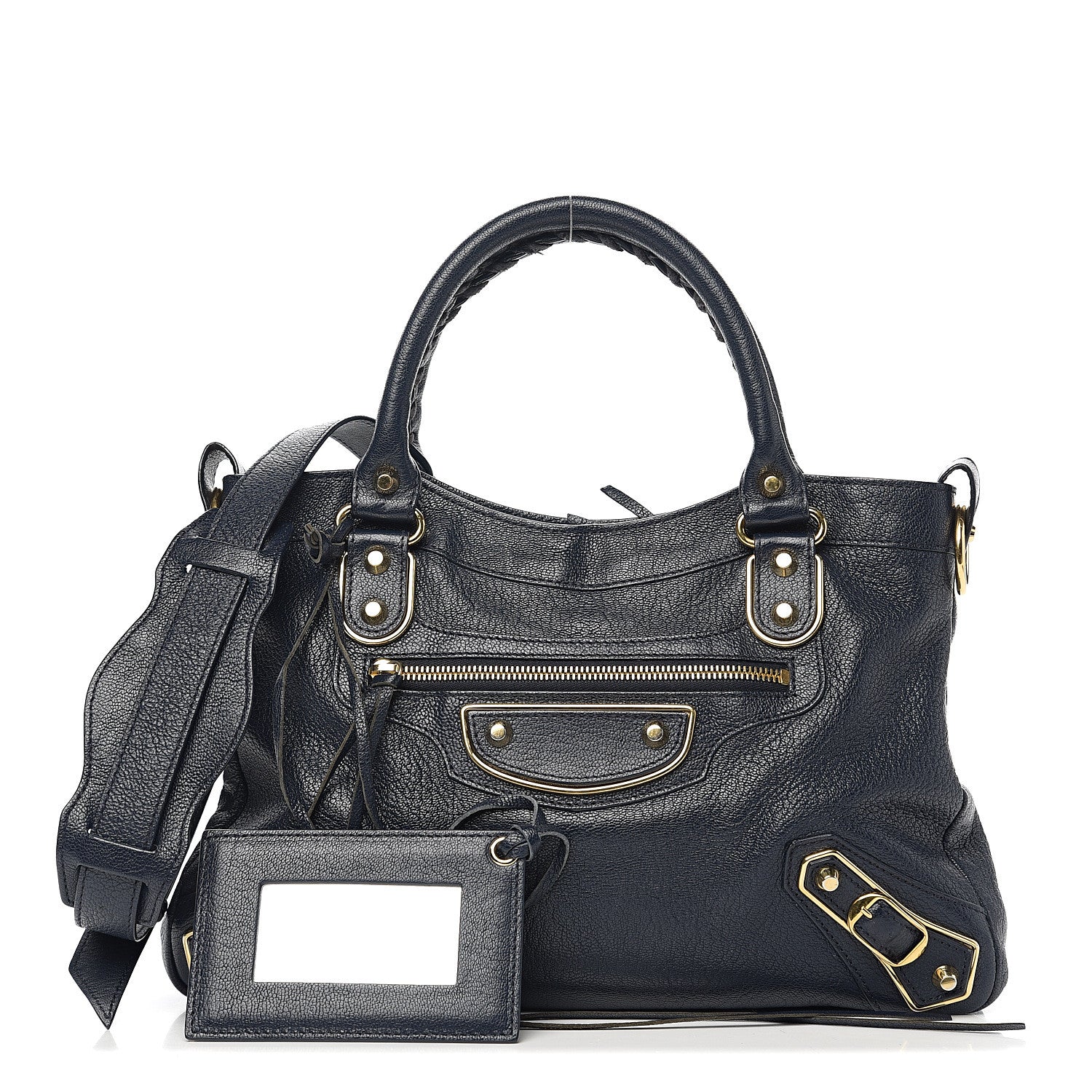 Balenciaga Chevre Gold Metallic Edge Hardware Town Bleu Nuit Dark Sea 1 of 9
