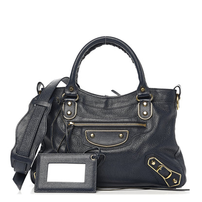 Balenciaga Chevre Gold Metallic Edge Hardware Town Bleu Nuit Dark Sea 1 of 9