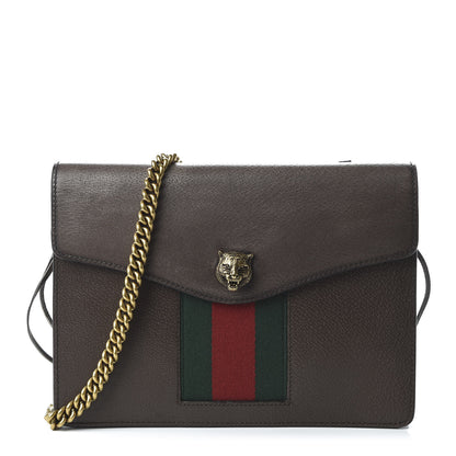 Gucci Grained Calfskin Web Animalier Shoulder Bag Brown 1 of 10