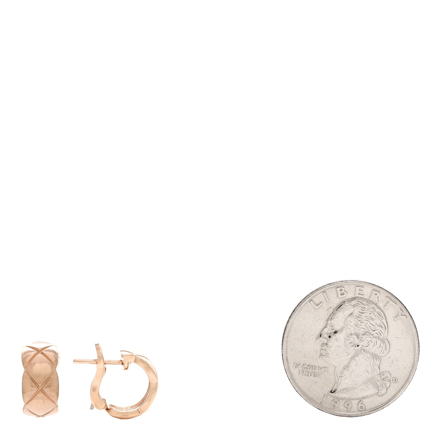 Chanel 18K Beige Gold Coco Crush Hoop Earrings 2 of 4