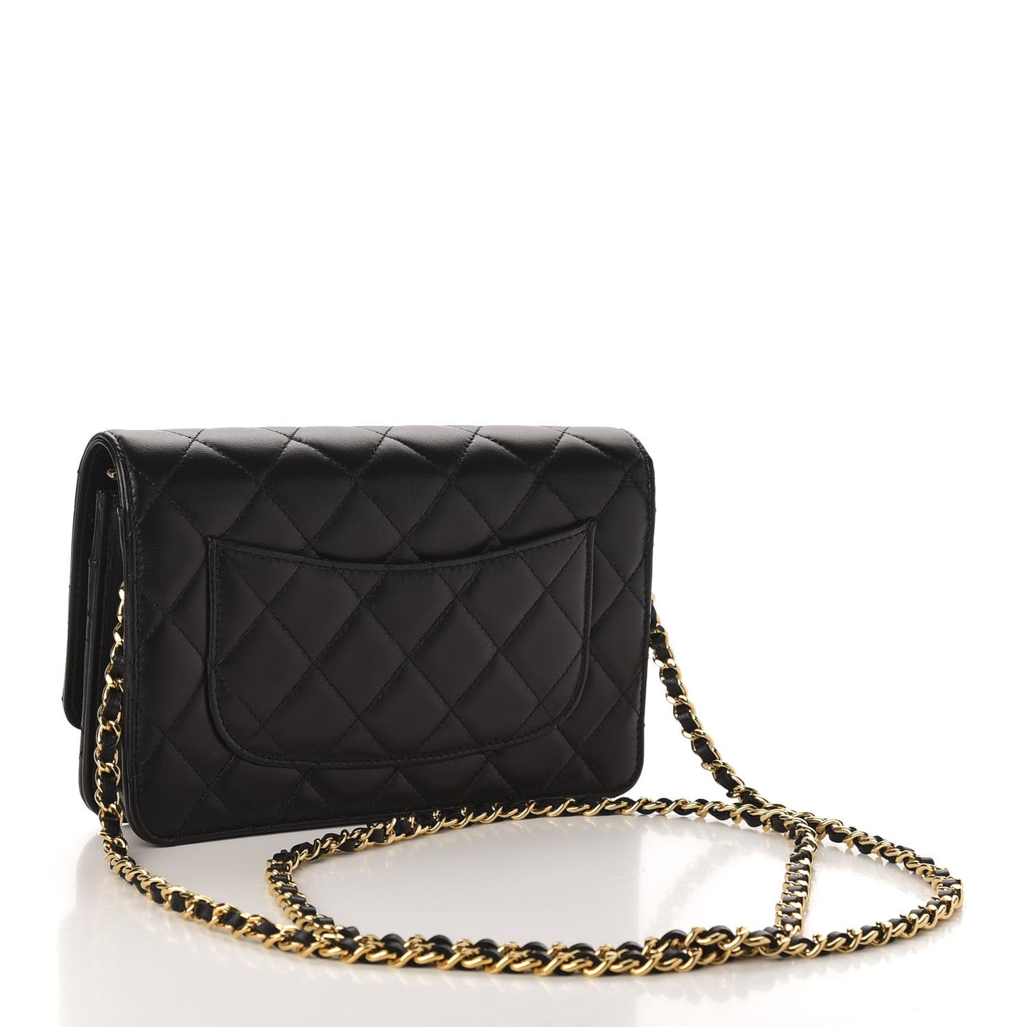 Lambskin Quilted Wallet On Chain WOC Black