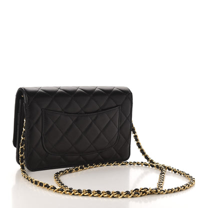 Chanel Lambskin Quilted Wallet On Chain WOC Black 3 of 12