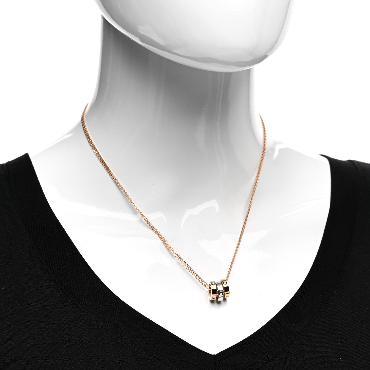 Louis Vuitton 18K Yellow White Pink Gold Empreinte Pendant Necklace 2 of 5