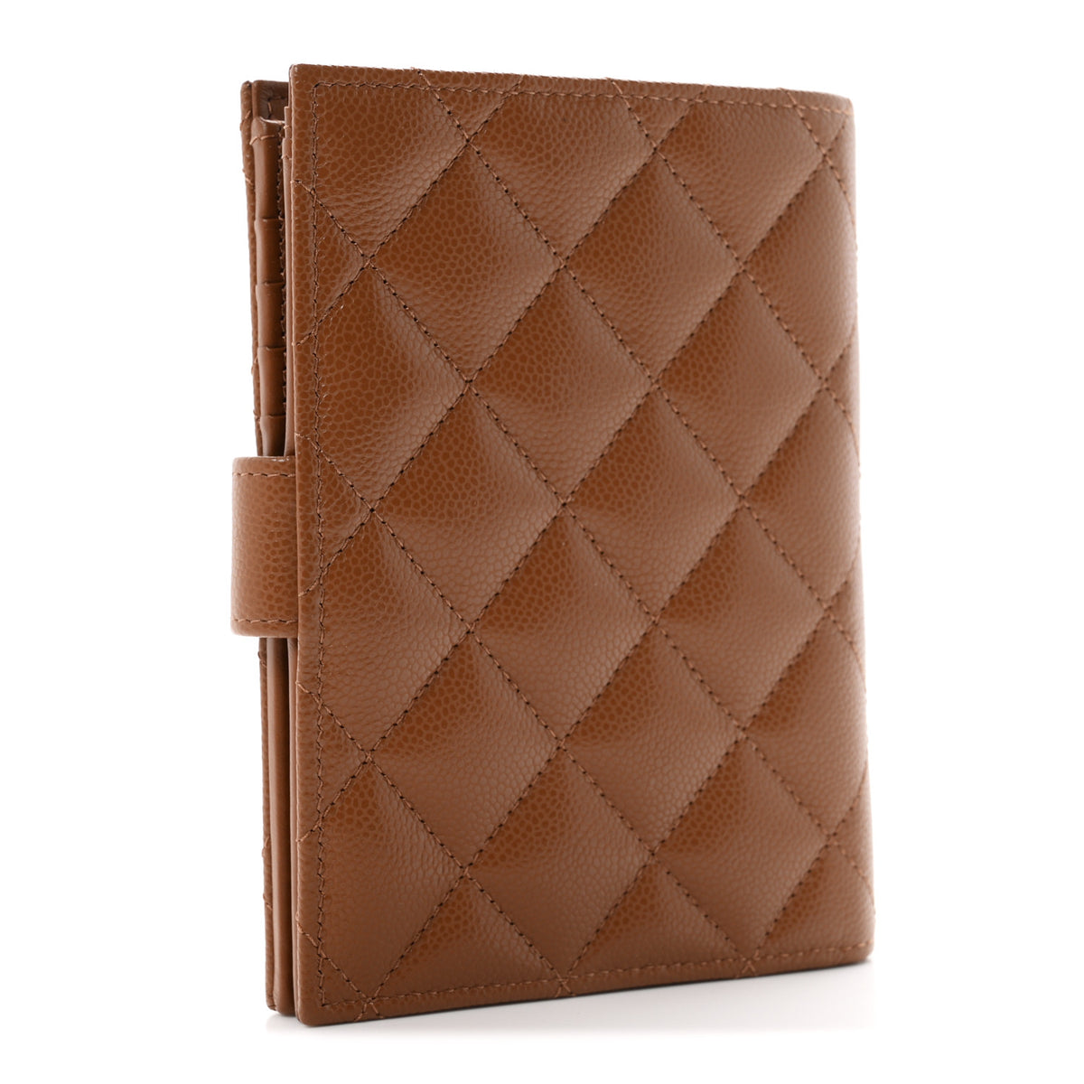 Caviar Quilted Passport Holder Camel