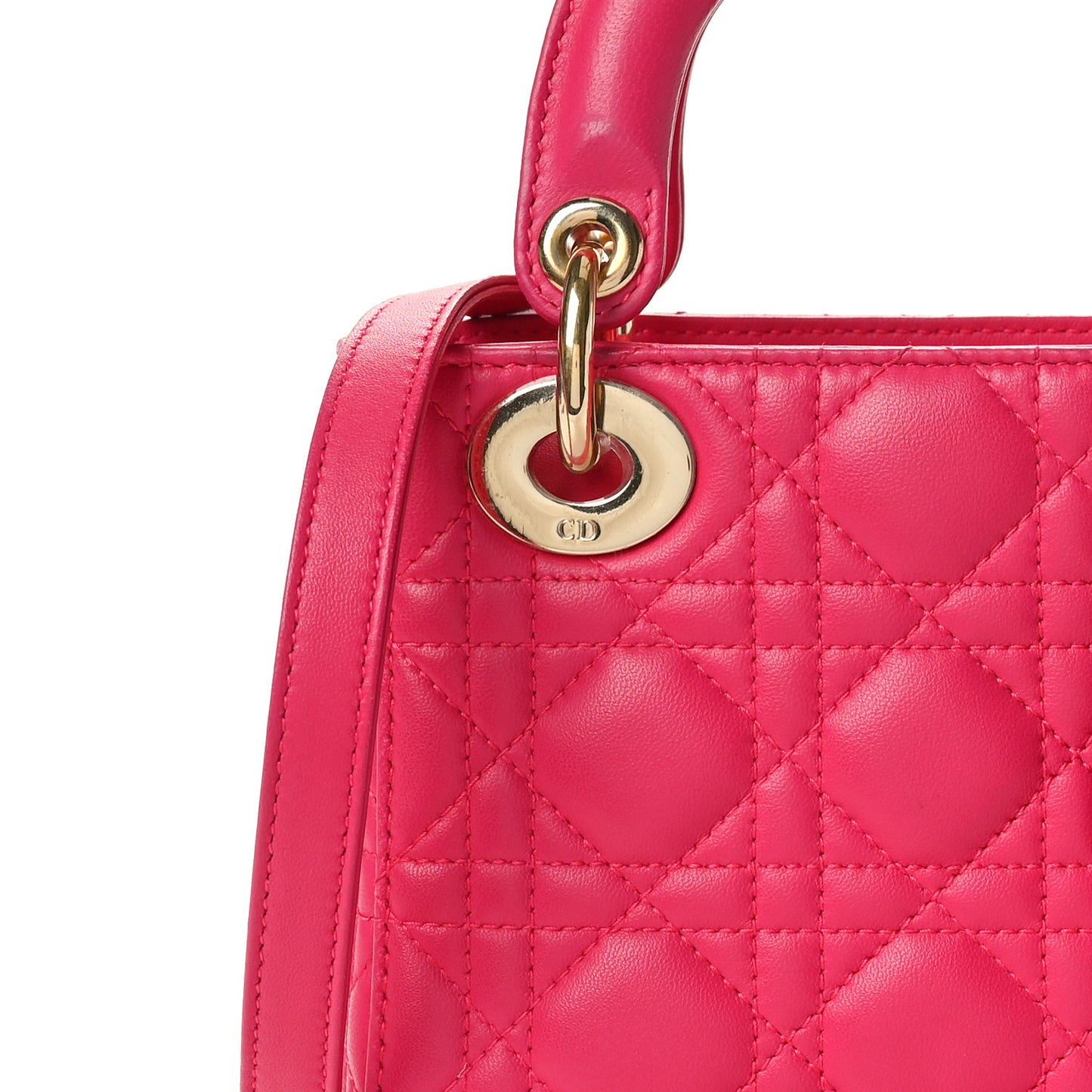 Lambskin Cannage Mini Lady Dior Fuchsia