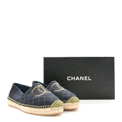 Chanel Fabric Biarritz CC Espadrilles 38 Blue Green 9 of 9