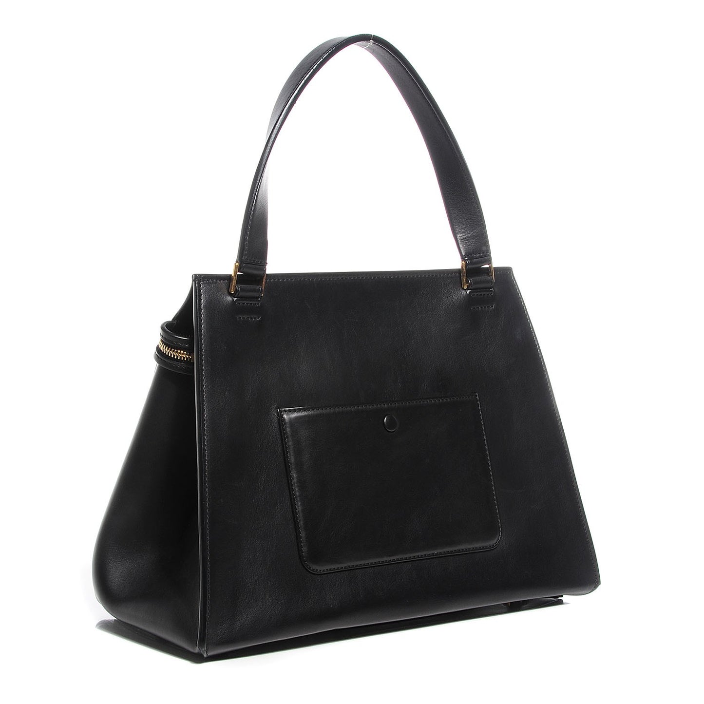 Smooth Calfskin Ostrich Leg Medium Edge Shoulder Bag Black