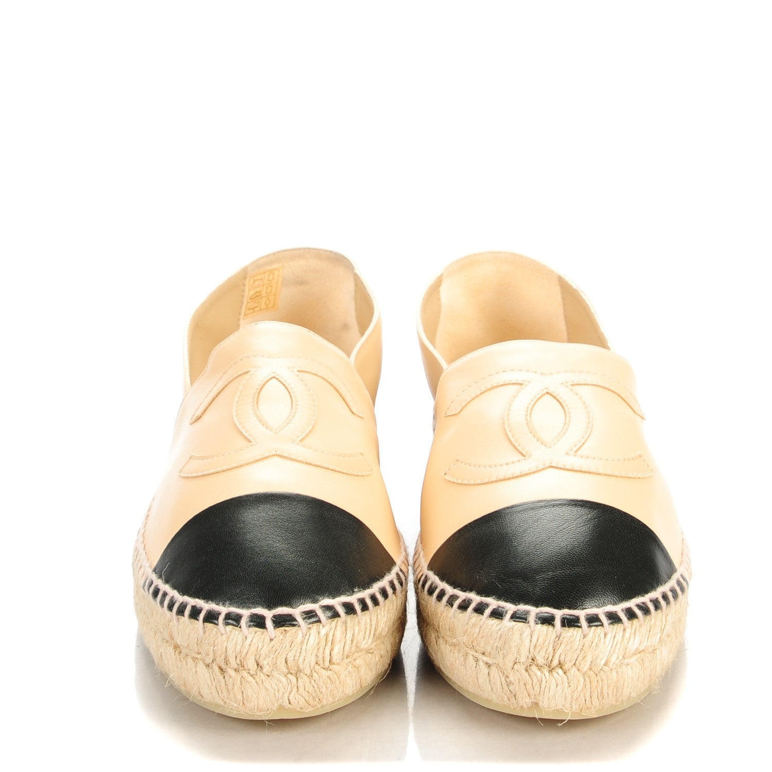 Chanel Lambskin CC Espadrilles 41 Beige Black 2 of 8
