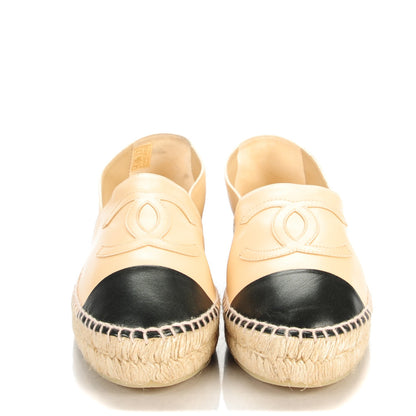 Chanel Lambskin CC Espadrilles 41 Beige Black 2 of 8