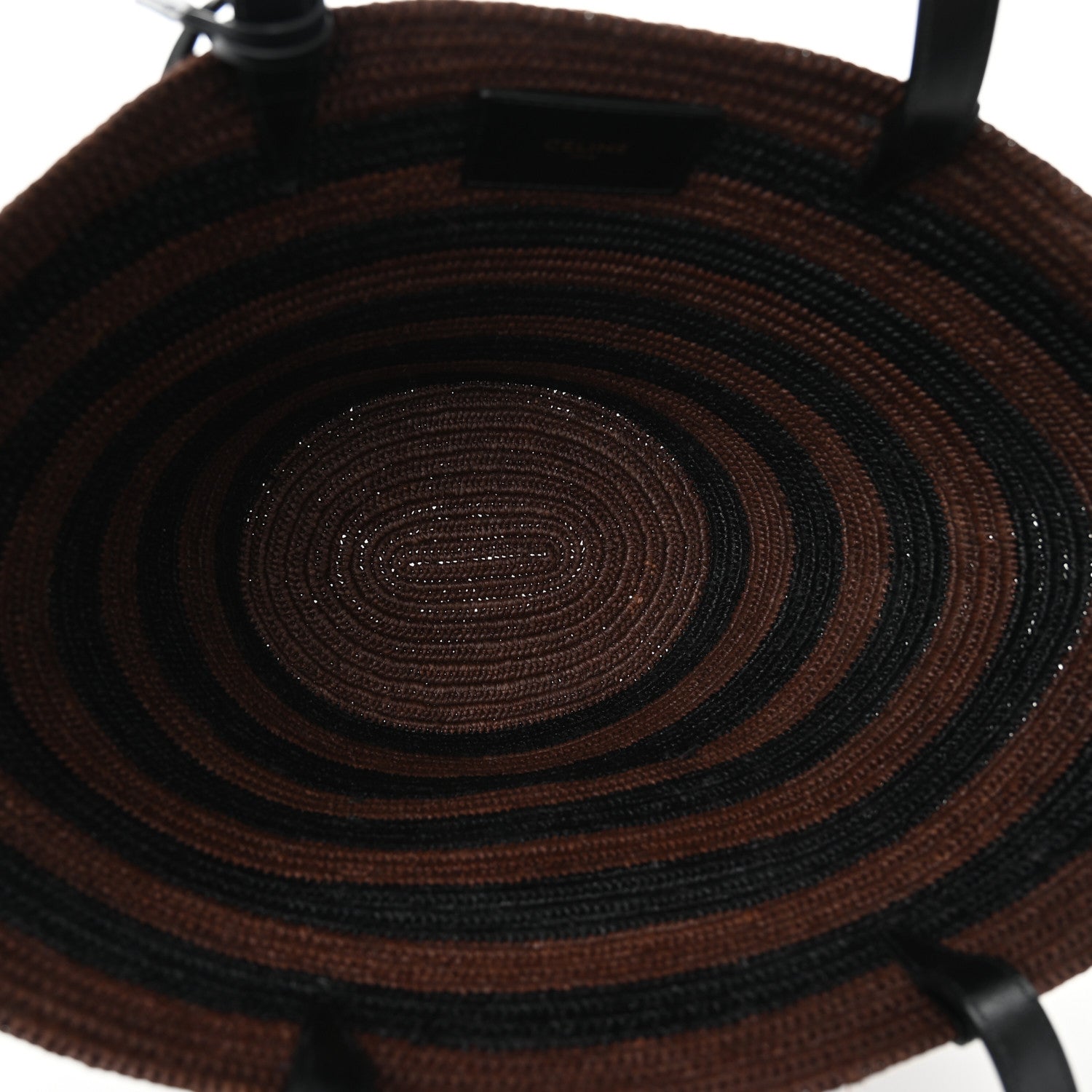 Celine Raffia Striped Calfskin Triomphe Couffin Panier Black Brown 6 of 12