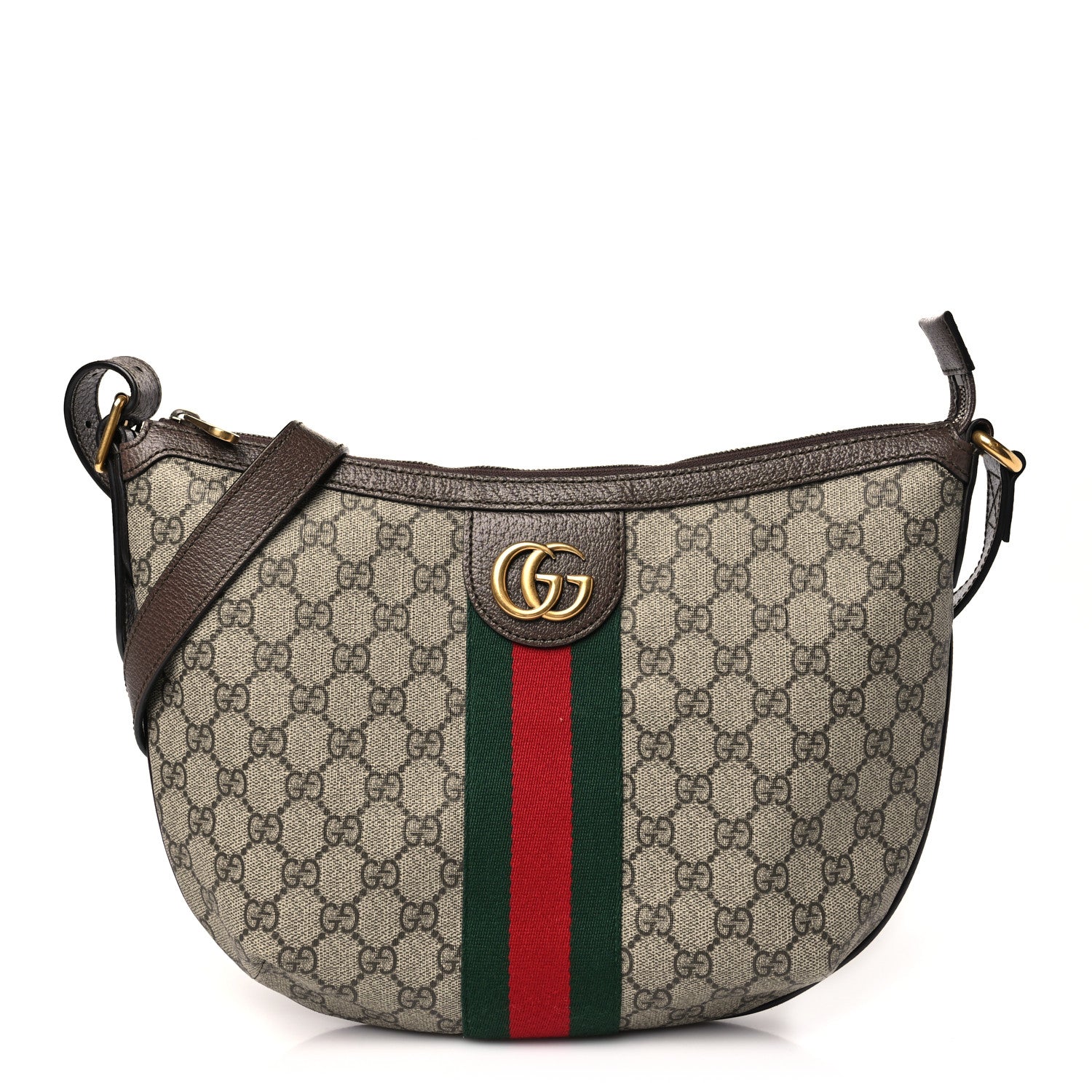 Gucci GG Supreme Monogram Web Small Ophidia Half Moon Hobo Brown 1 of 10
